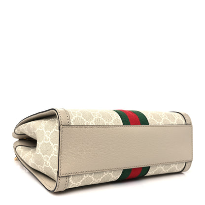 Gucci GG Supreme Monogram Textured Dollar Calfskin Web Small Ophidia Tote Bag Beige Mystic White Oatmeal 4 of 10