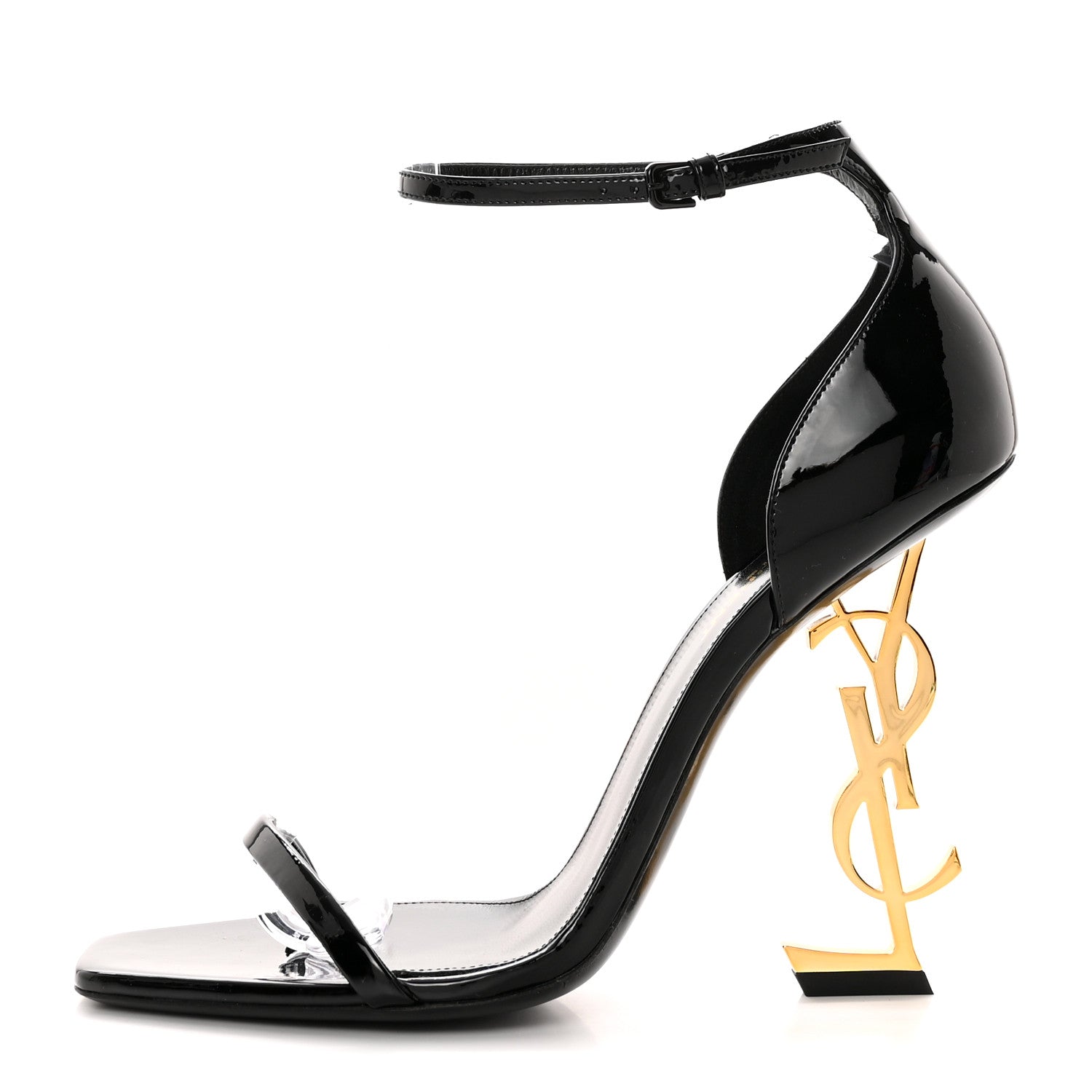 Saint Laurent Patent Calfskin Opyum 110 Sandals 40 Black Gold 1 of 10