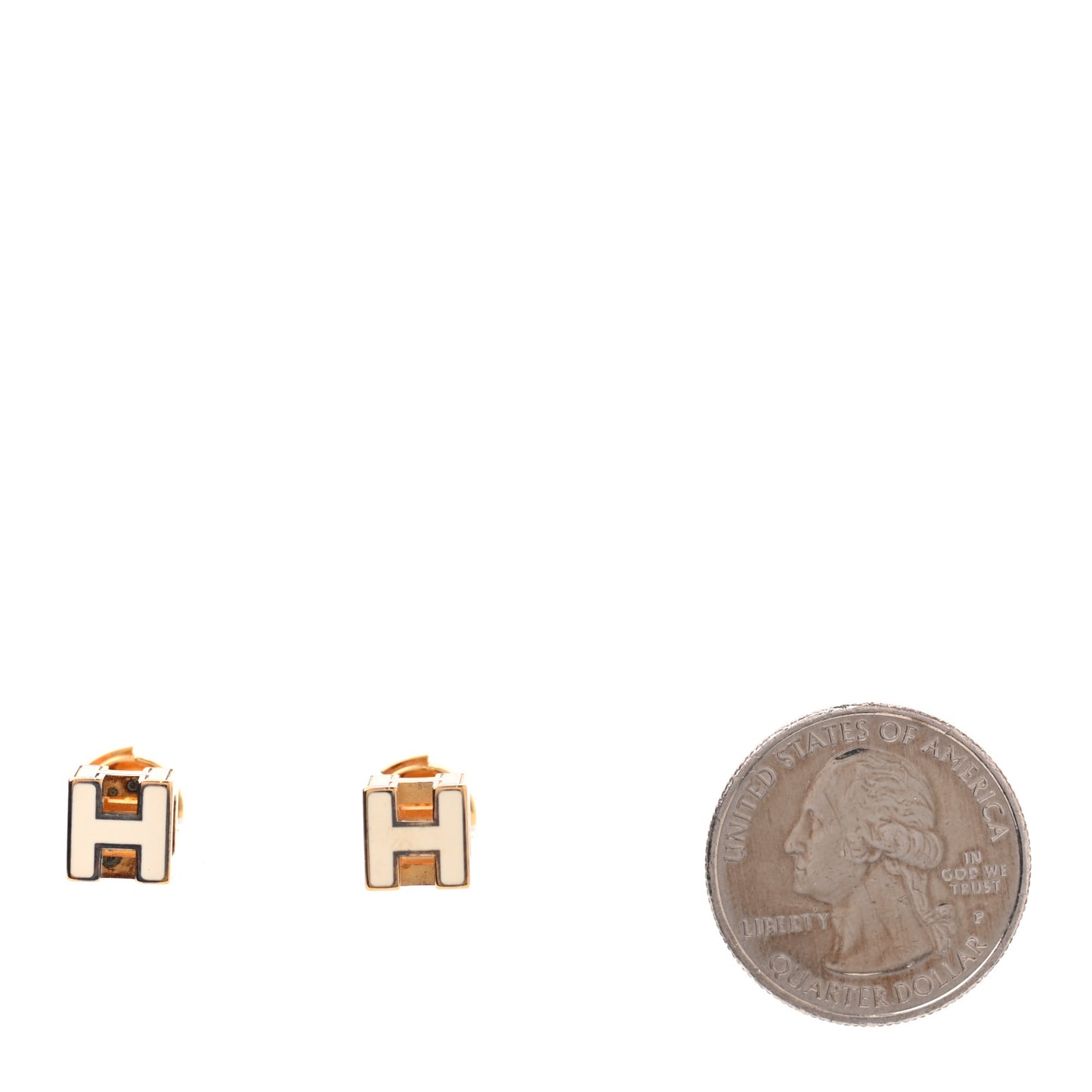 Gold Plated Cage d'H Earrings Ecru