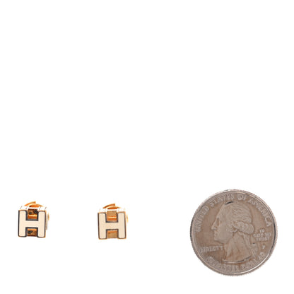 Hermes Gold Plated Cage d'H Earrings Ecru 2 of 4