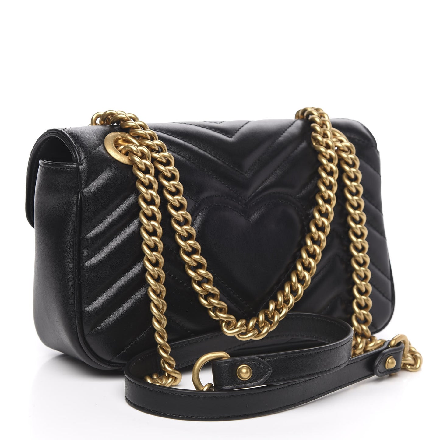 Calfskin Matelasse Mini GG Marmont Shoulder Bag Black