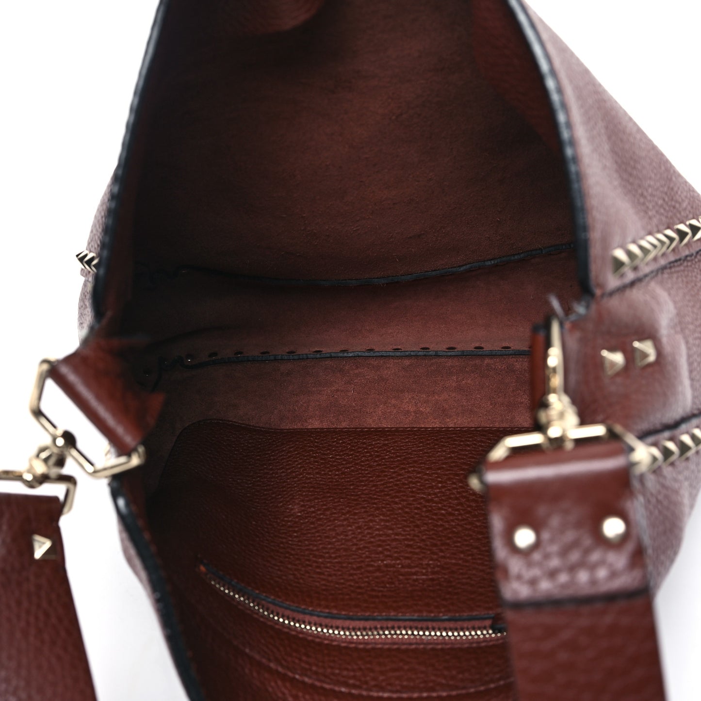 Pebbled Calfskin Large Rockstud Flip-Lock Messenger Bag Brown