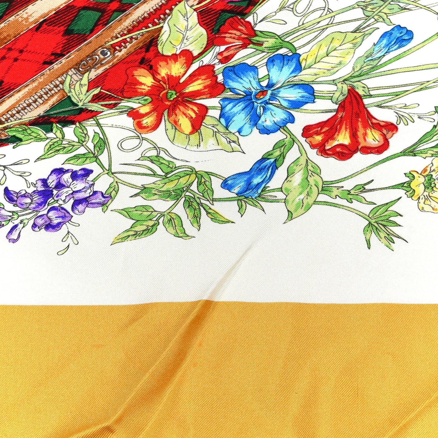 Silk Floral Print Square Scarf Yellow Multicolor