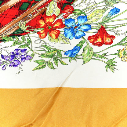 Gucci Silk Floral Print Square Scarf Yellow Multicolor 5 of 7
