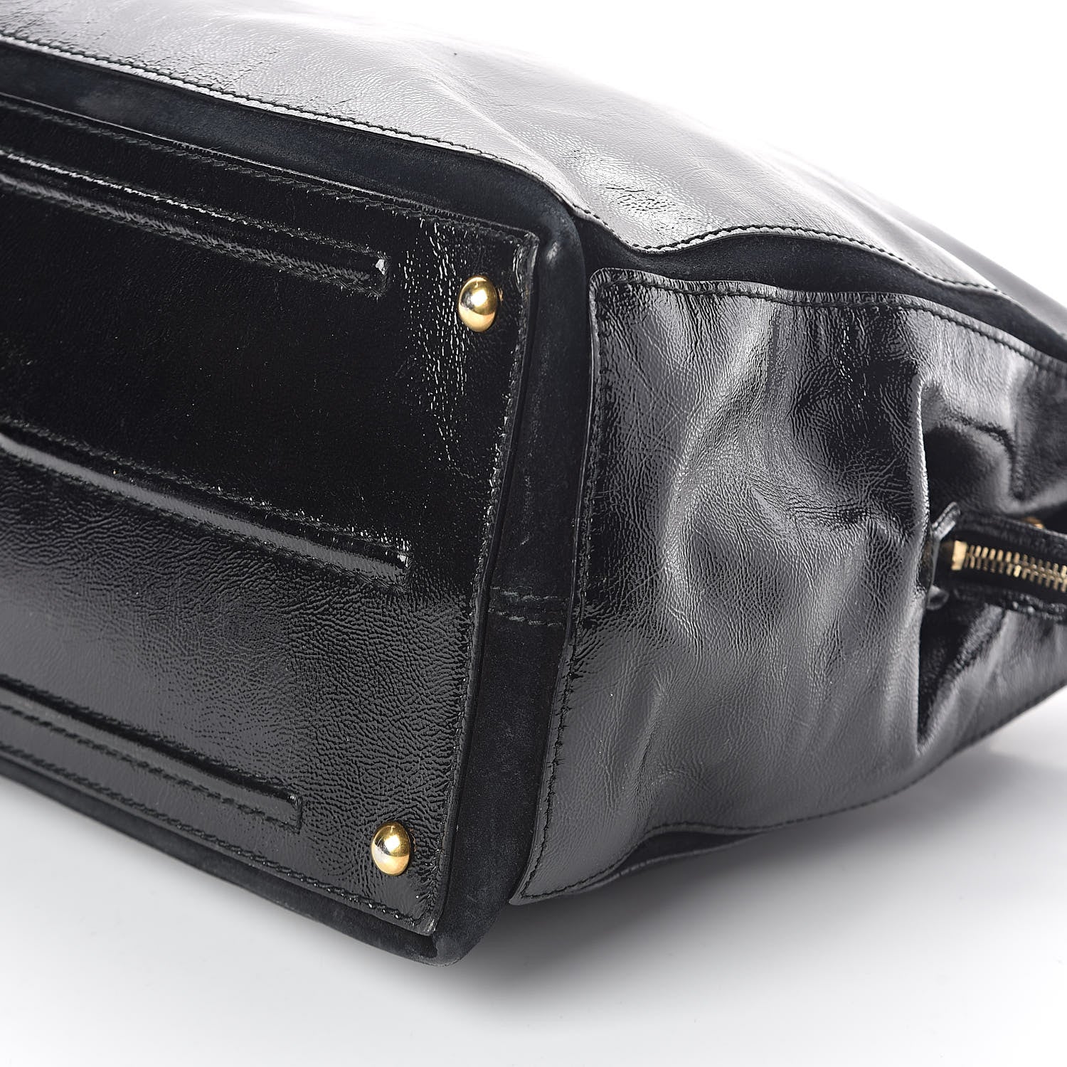 Saint Laurent Textured Patent Muse Two Cabas Black 7 of 9