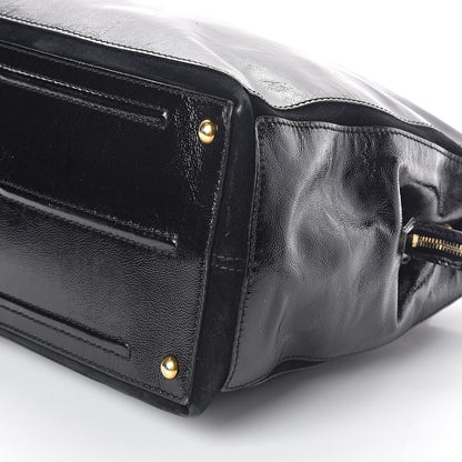 Saint Laurent Textured Patent Muse Two Cabas Black 7 of 9