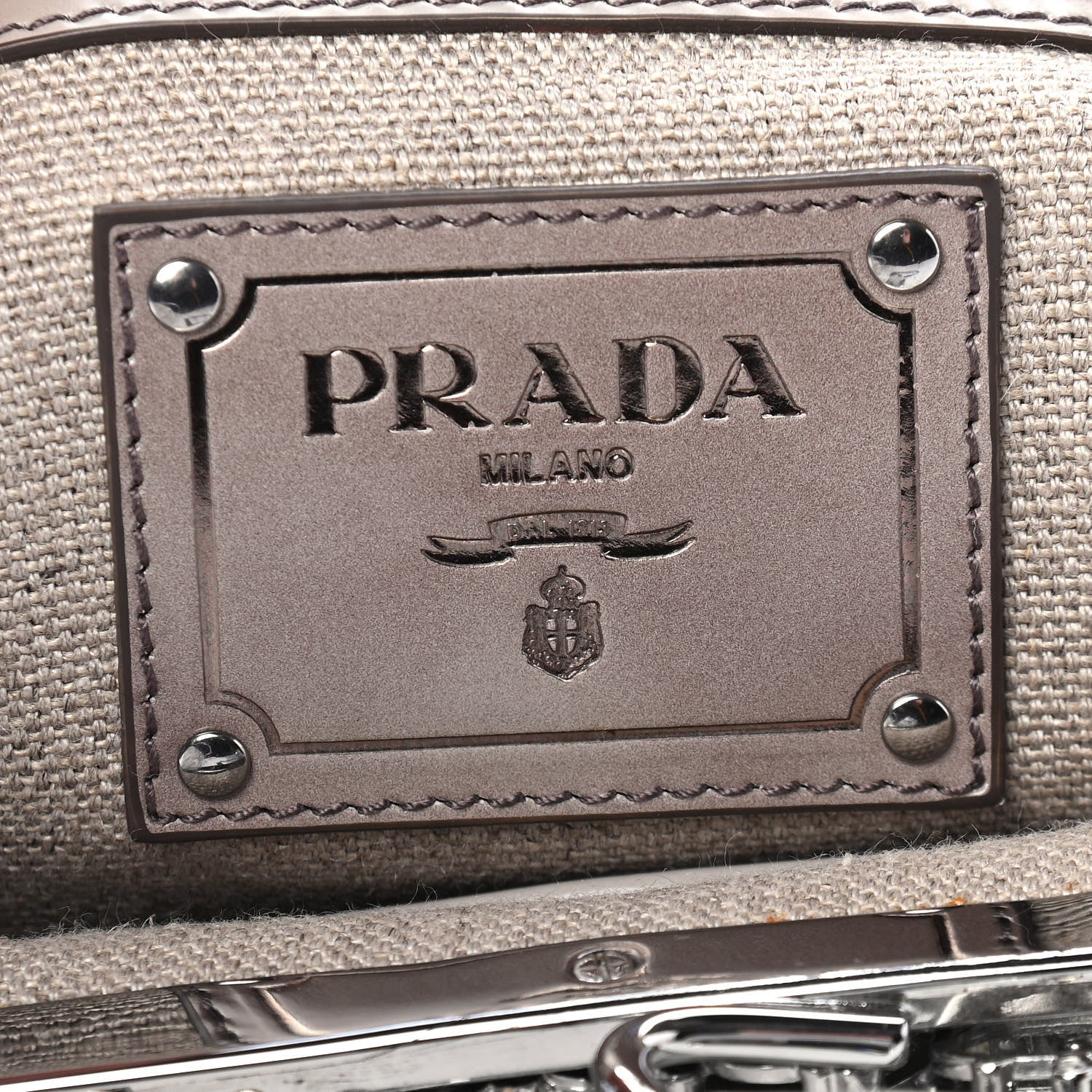 Prada Canvas Mistolino Crystal Cluster Frame Clutch Naturale 6 of 9