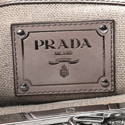Prada Canvas Mistolino Crystal Cluster Frame Clutch Naturale 6 of 9