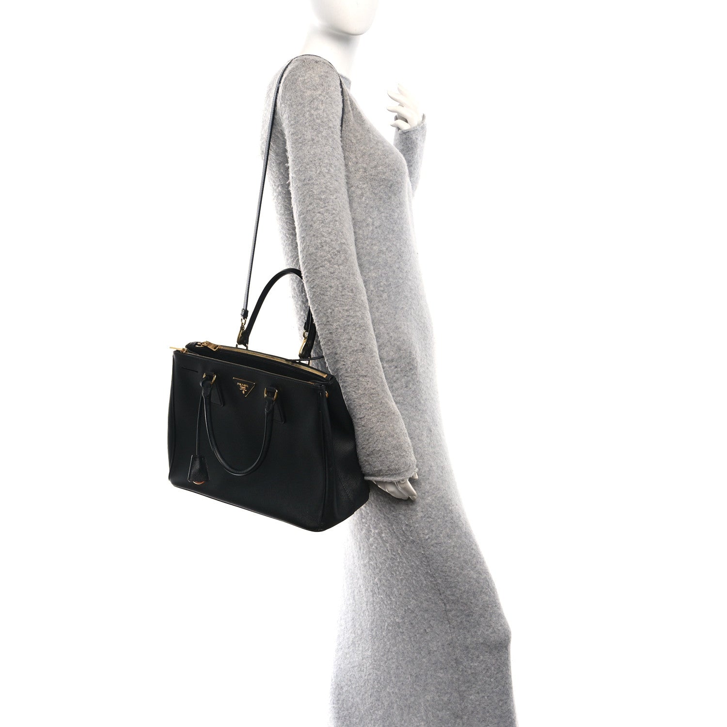Prada Saffiano Lux Large Galleria Double Zip Tote Black 2 of 10