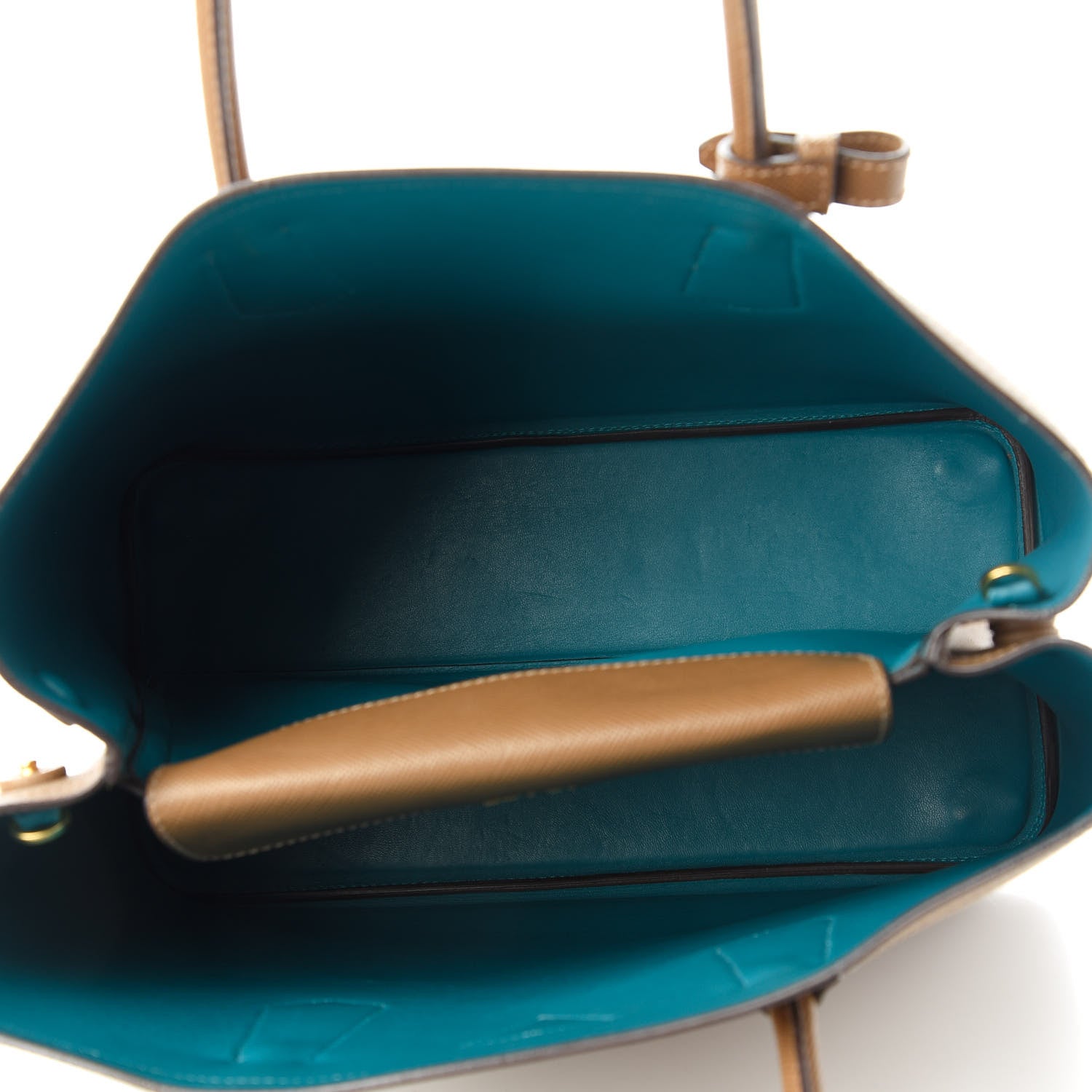 Prada Saffiano Cuir Medium Double Bag Cannella Turquoise 5 of 9