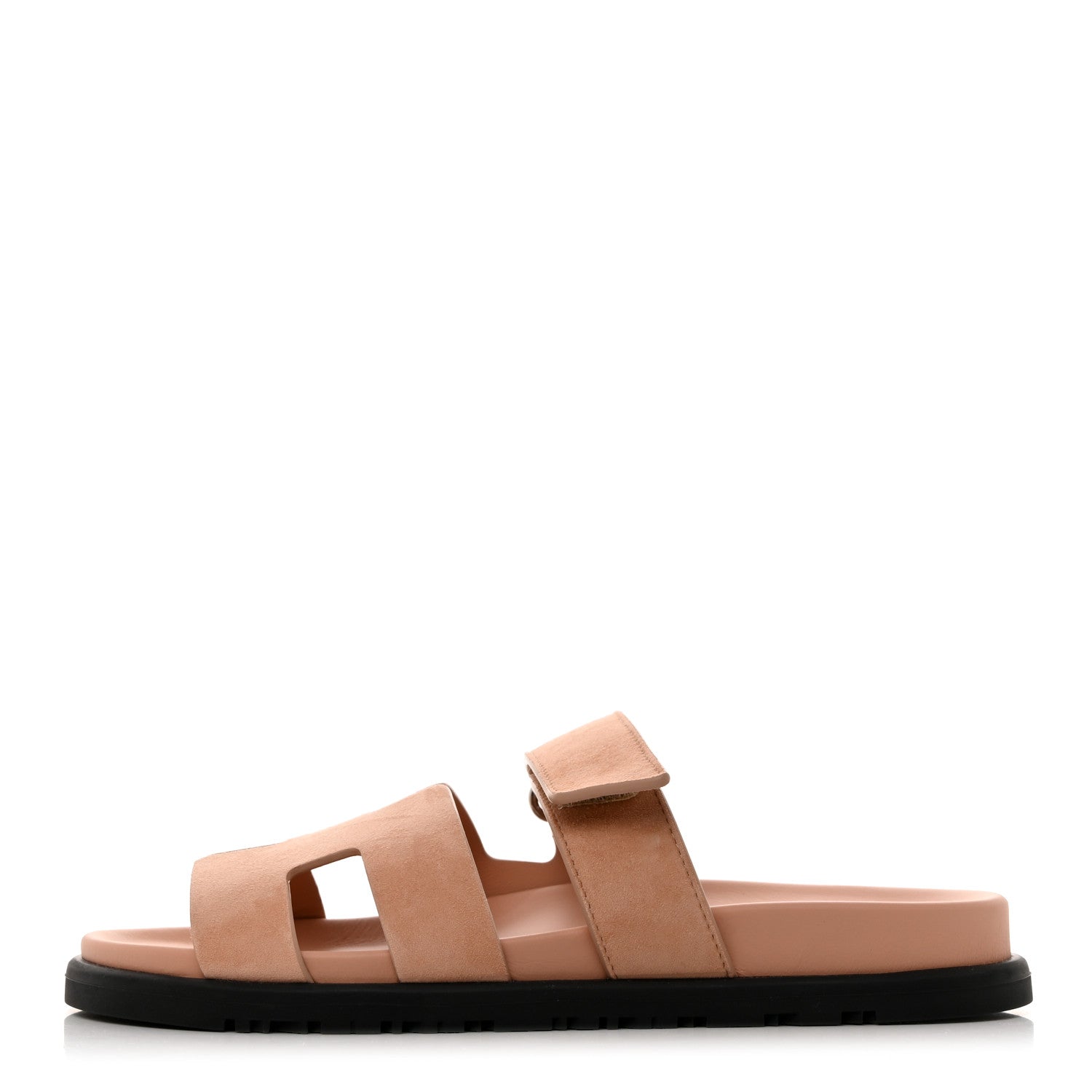 Hermes Suede Goatskin Womens Chypre Sandals 37.5 Nude 1 of 9