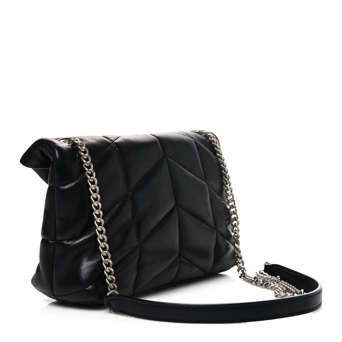 Lambskin Quilted Toy Loulou Puffer Monogram Chain Satchel Black