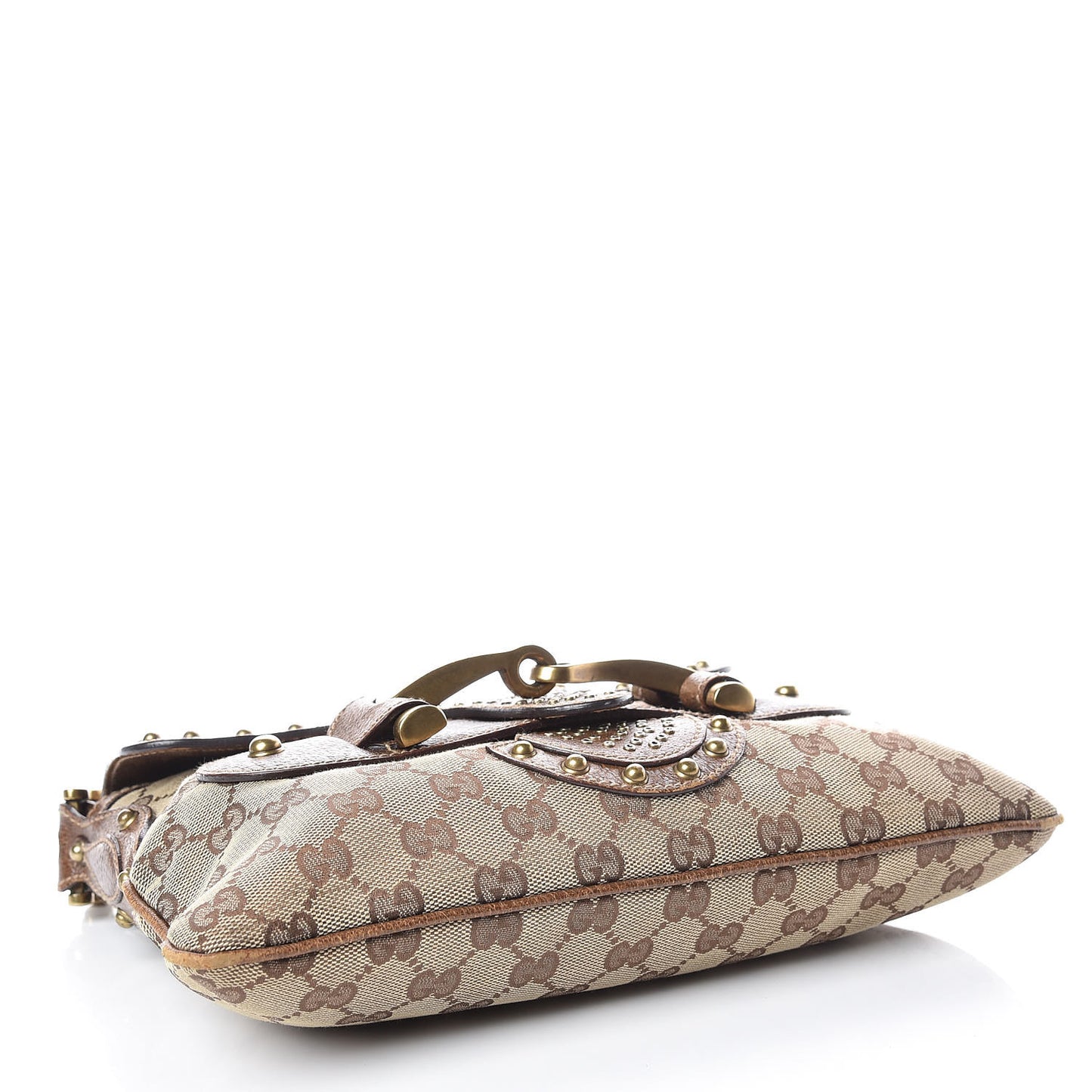 Monogram Studded Pelham Runway Flap Bag Brown