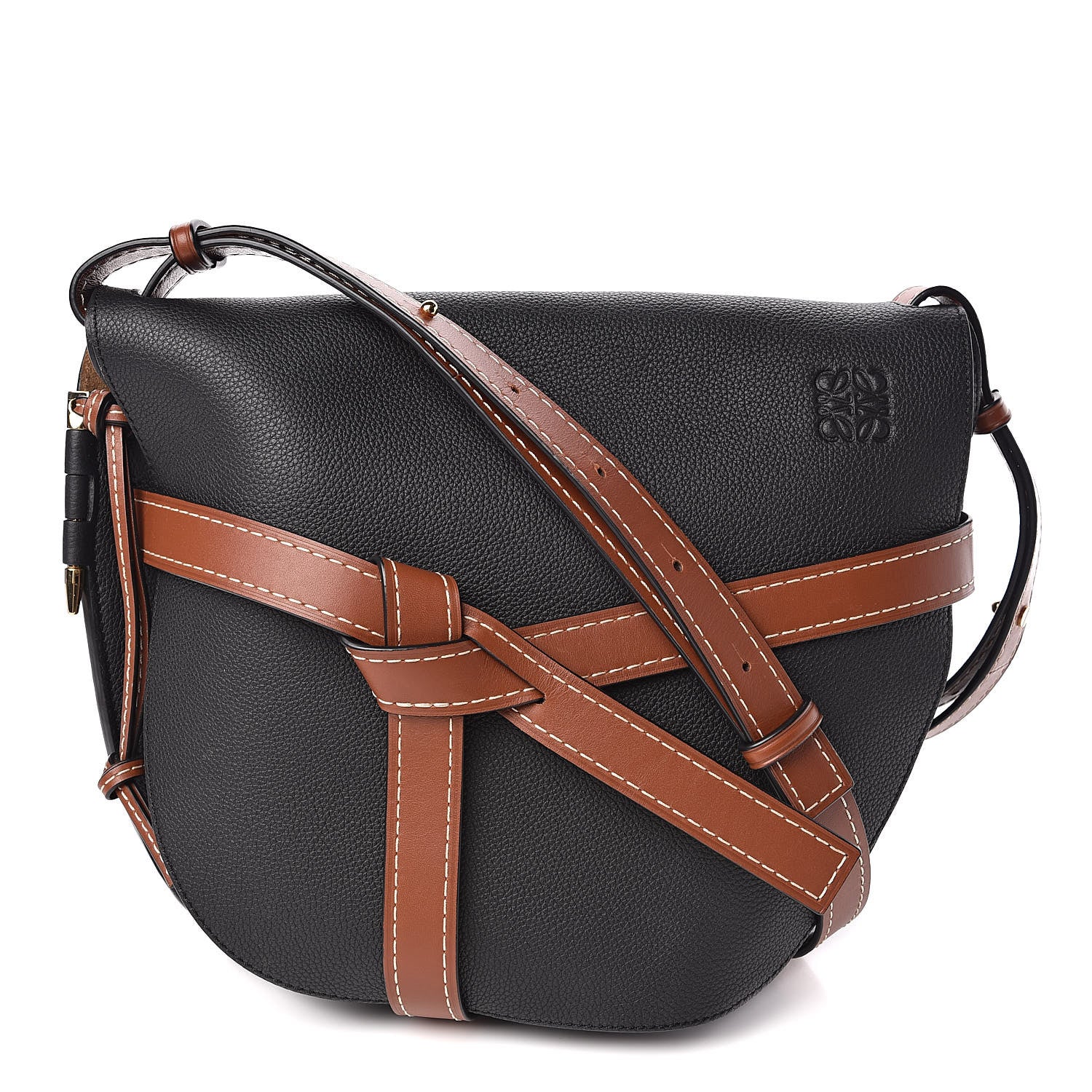 Loewe Grained Calfskin Large Gate Bag Pecan Black 1 of 9