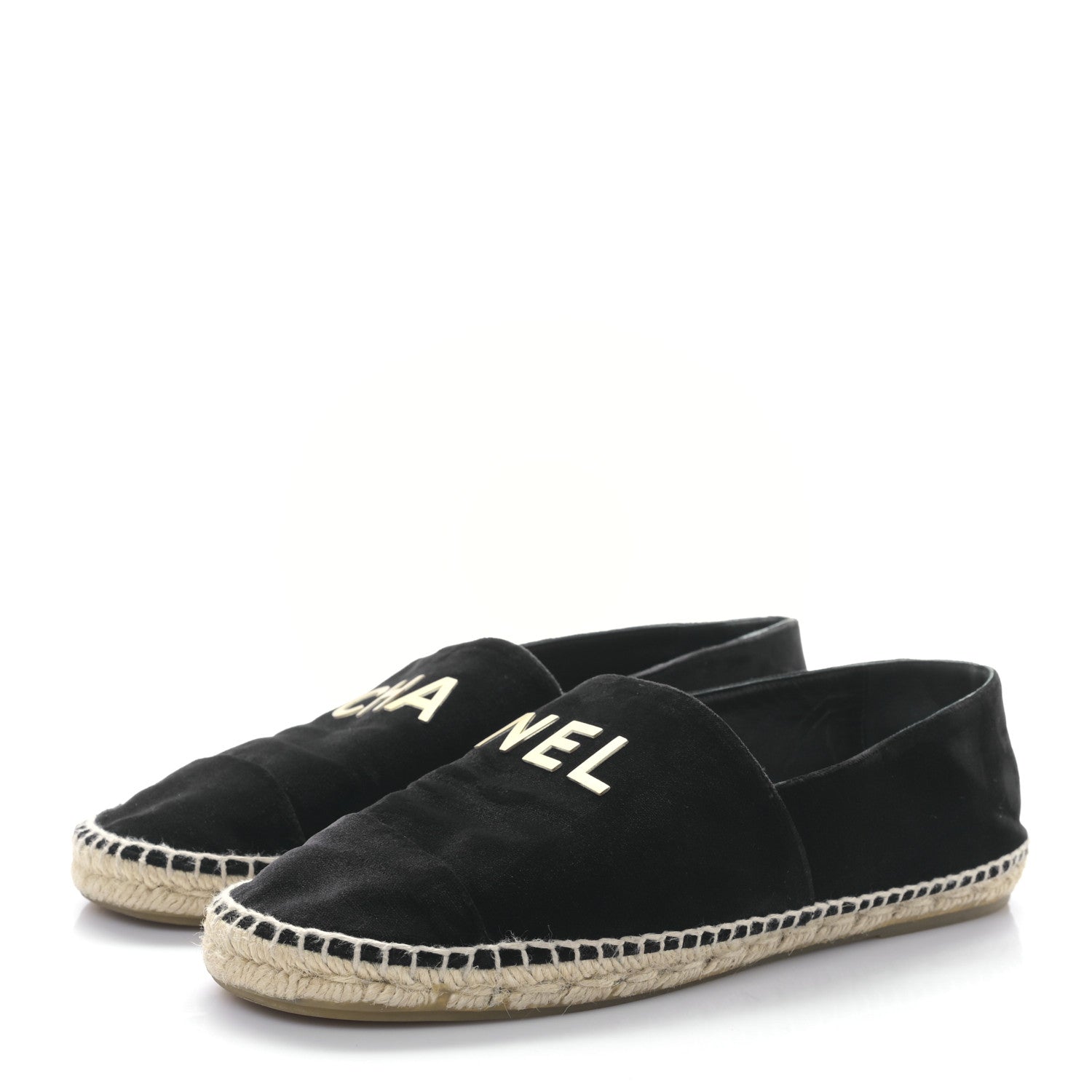 Chanel Velvet Logo Espadrilles 41 Black 3 of 8