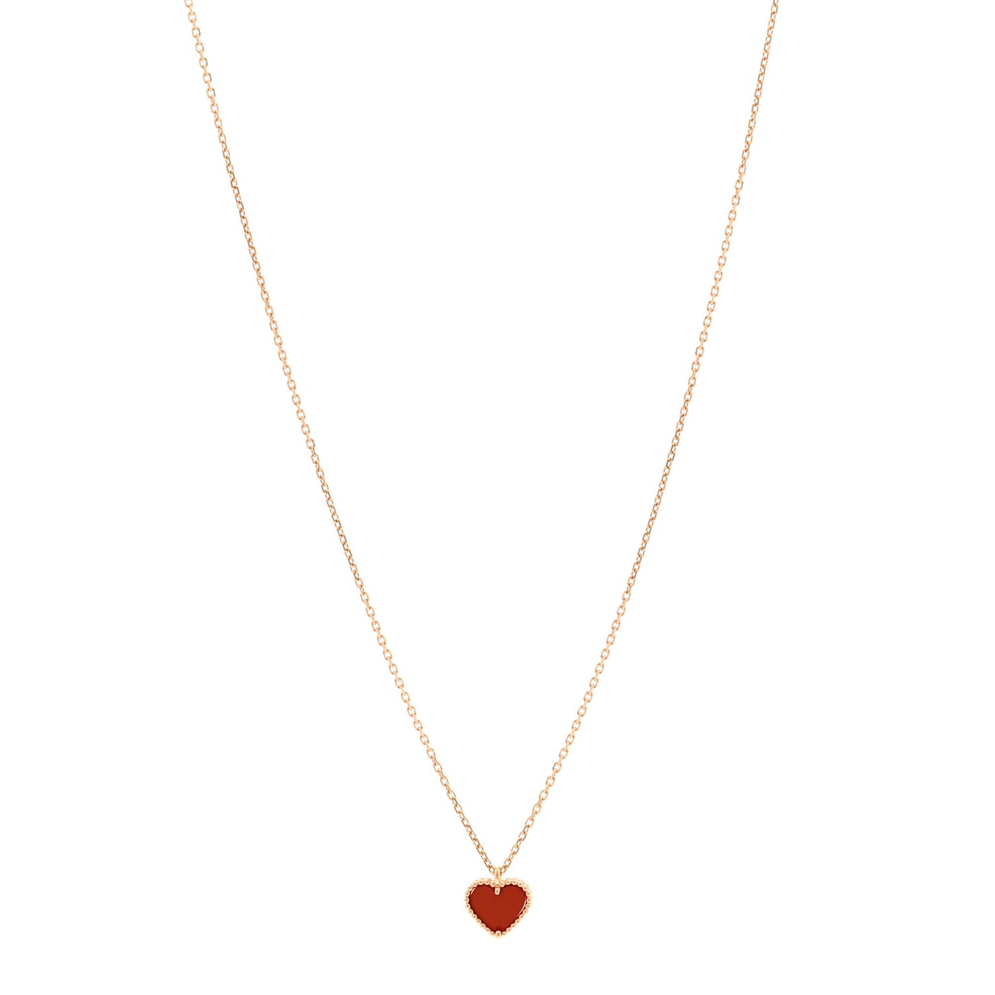 18k Rose Gold Carnelian Sweet Alhambra Heart Pendant Necklace