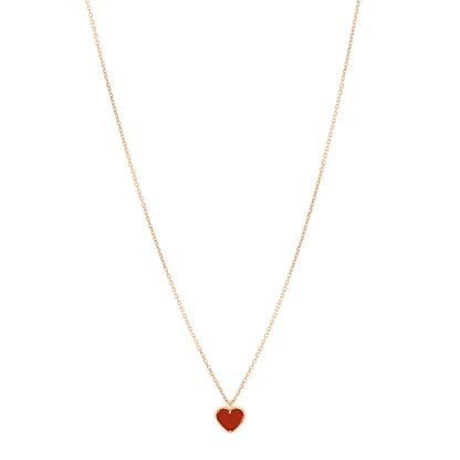 Van Cleef & Arpels 18k Rose Gold Carnelian Sweet Alhambra Heart Pendant Necklace 1 of 5