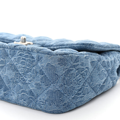 Chanel Denim Quilted Medium Camellia Sweetheart Flap Blue 10 of 10