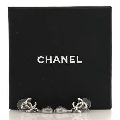 Chanel Crystal CC Tear Drop Earrings Silver 5 of 5