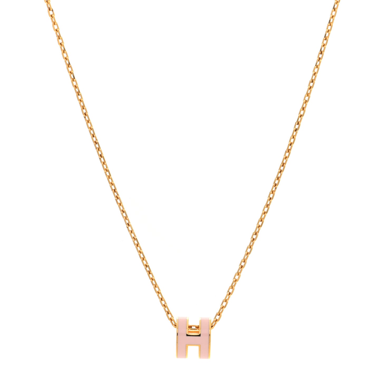 Lacquered Rose Gold Mini Pop H Pendant Necklace Rose Dragee