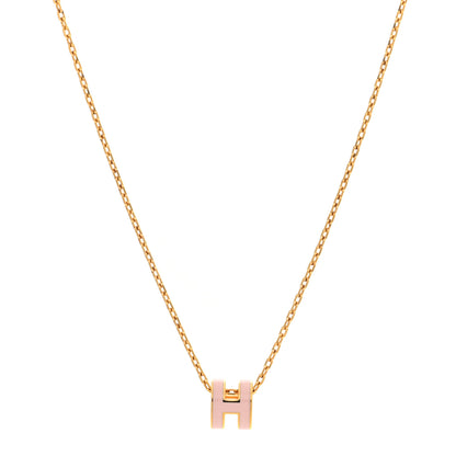 Hermes Lacquered Rose Gold Mini Pop H Pendant Necklace Rose Dragee 1 of 5