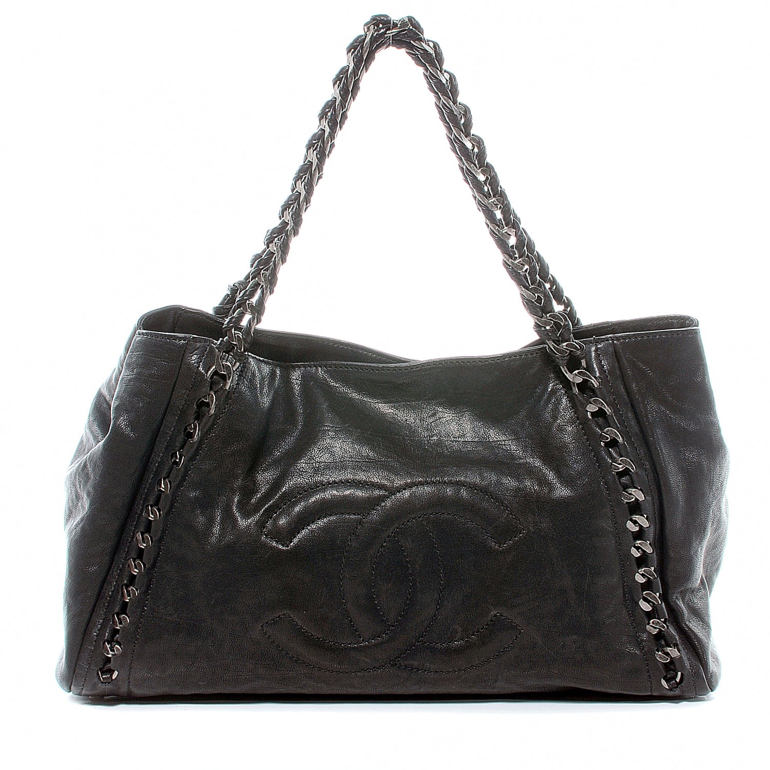 Chanel Leather Modern Chain Large Tote Black 1 of 9