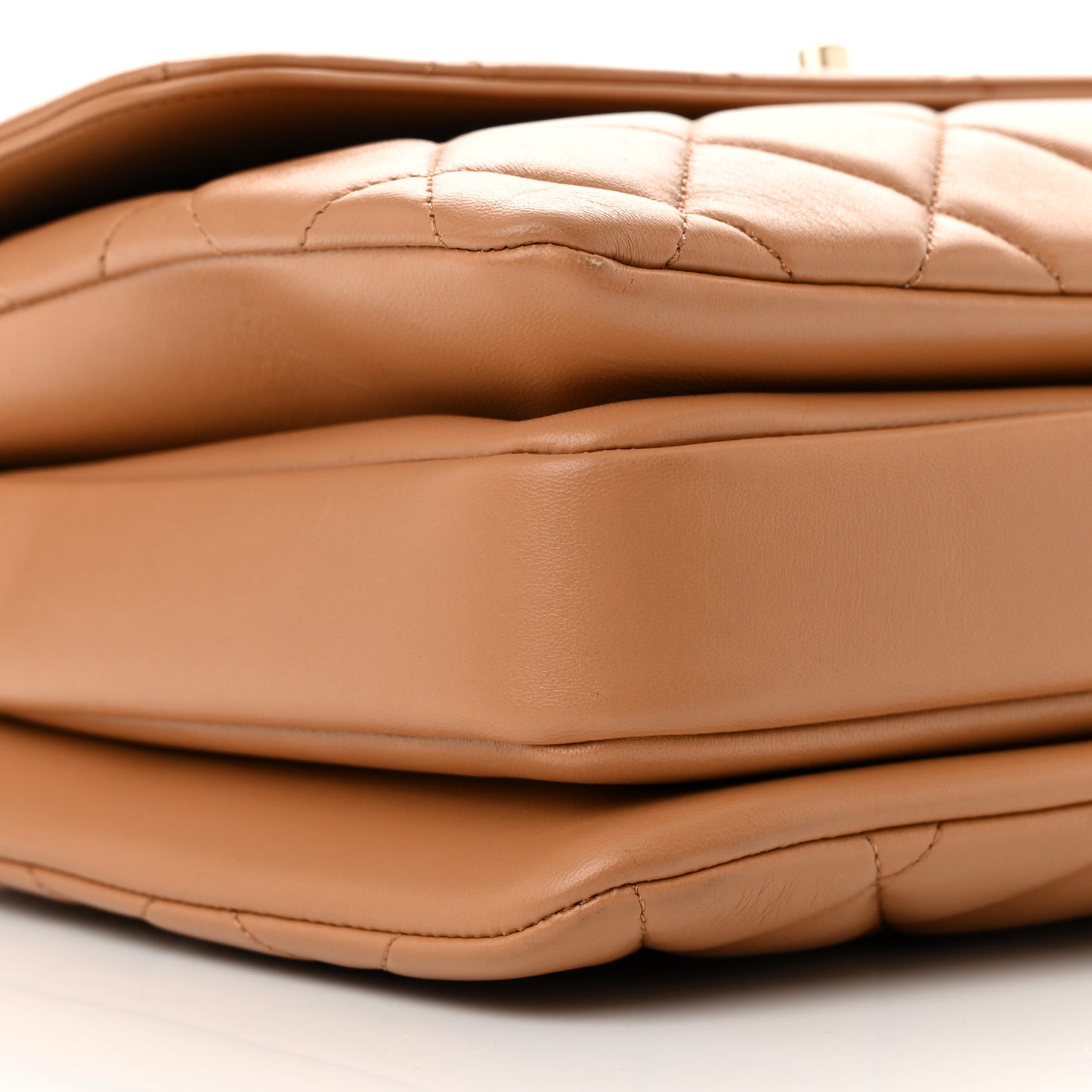 Lambskin Quilted Medium Trendy CC Flap Dual Handle Bag Beige