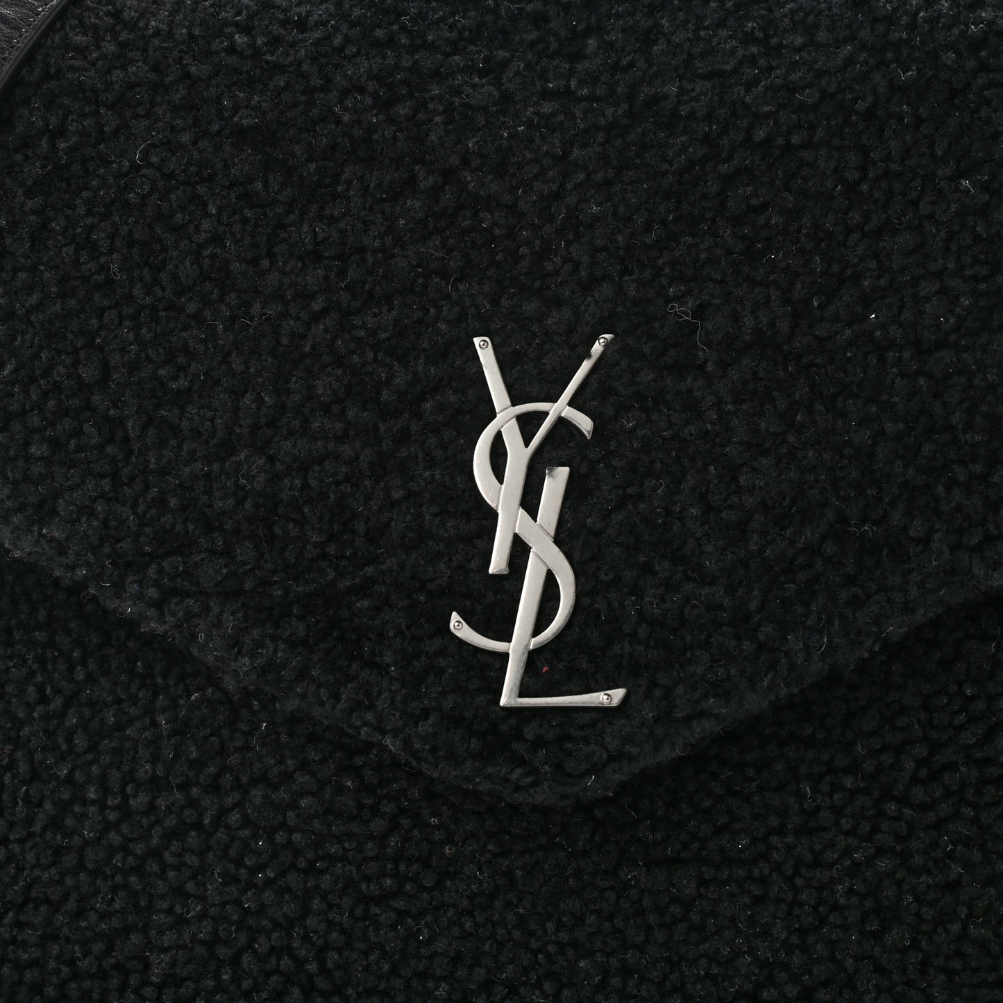 Shearling Monogram Medium Loulou Shoulder Bag Black