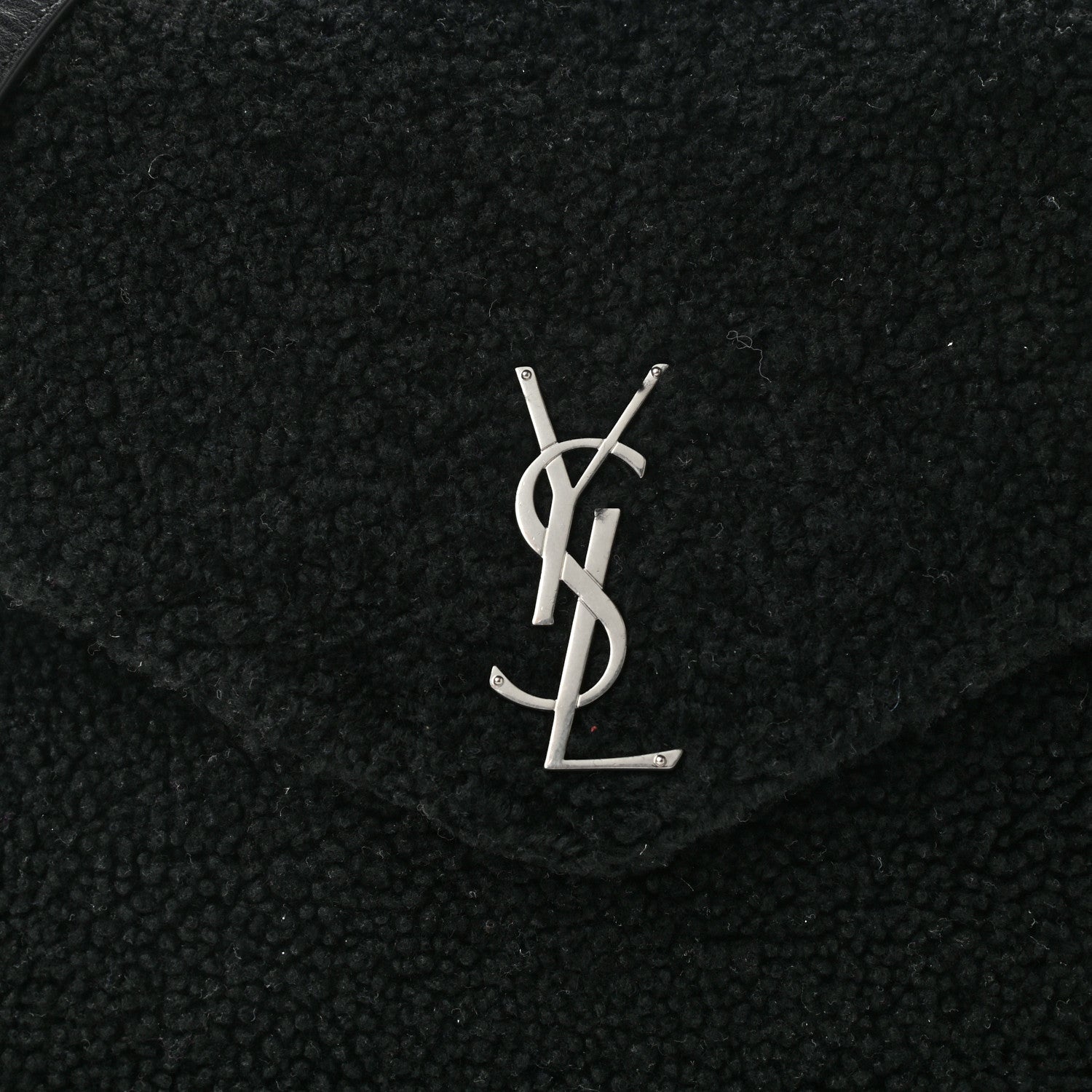 Saint Laurent Shearling Monogram Medium Loulou Shoulder Bag Black 9 of 11