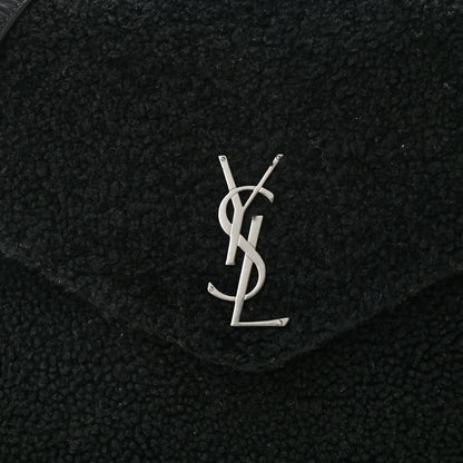 Saint Laurent Shearling Monogram Medium Loulou Shoulder Bag Black 9 of 11