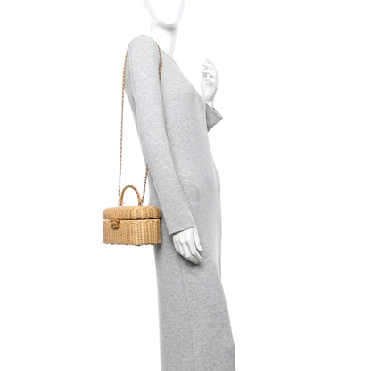 Chanel Braided Rattan Top Handle Vanity Case Beige Beige 2 of 14