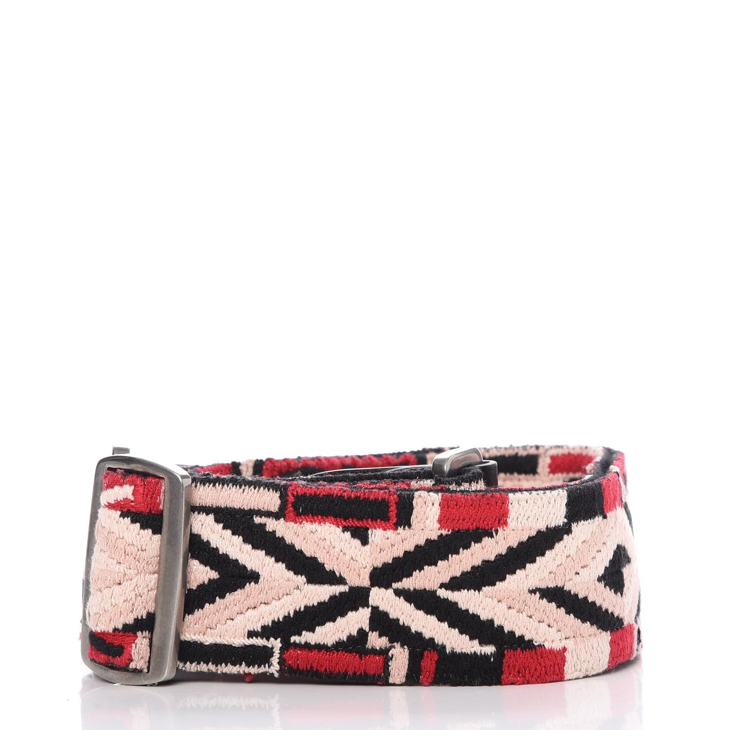 Canvas Geometric Embroidered Rockstud Guitar Strap Multicolor