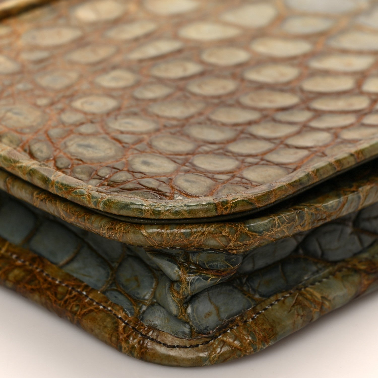 Salvatore Ferragamo Alligator Degrade Iolanda Clutch Cygno 8 of 9