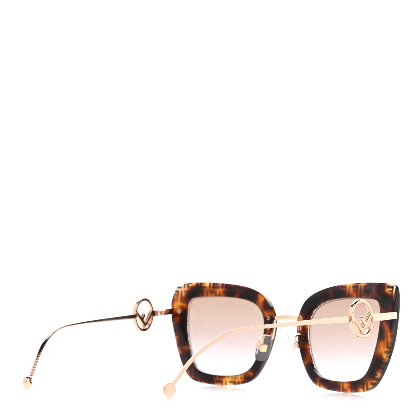 Acetate Metal F is Fendi FF Square Cat Eye Sunglasses FF 0408/S Havana