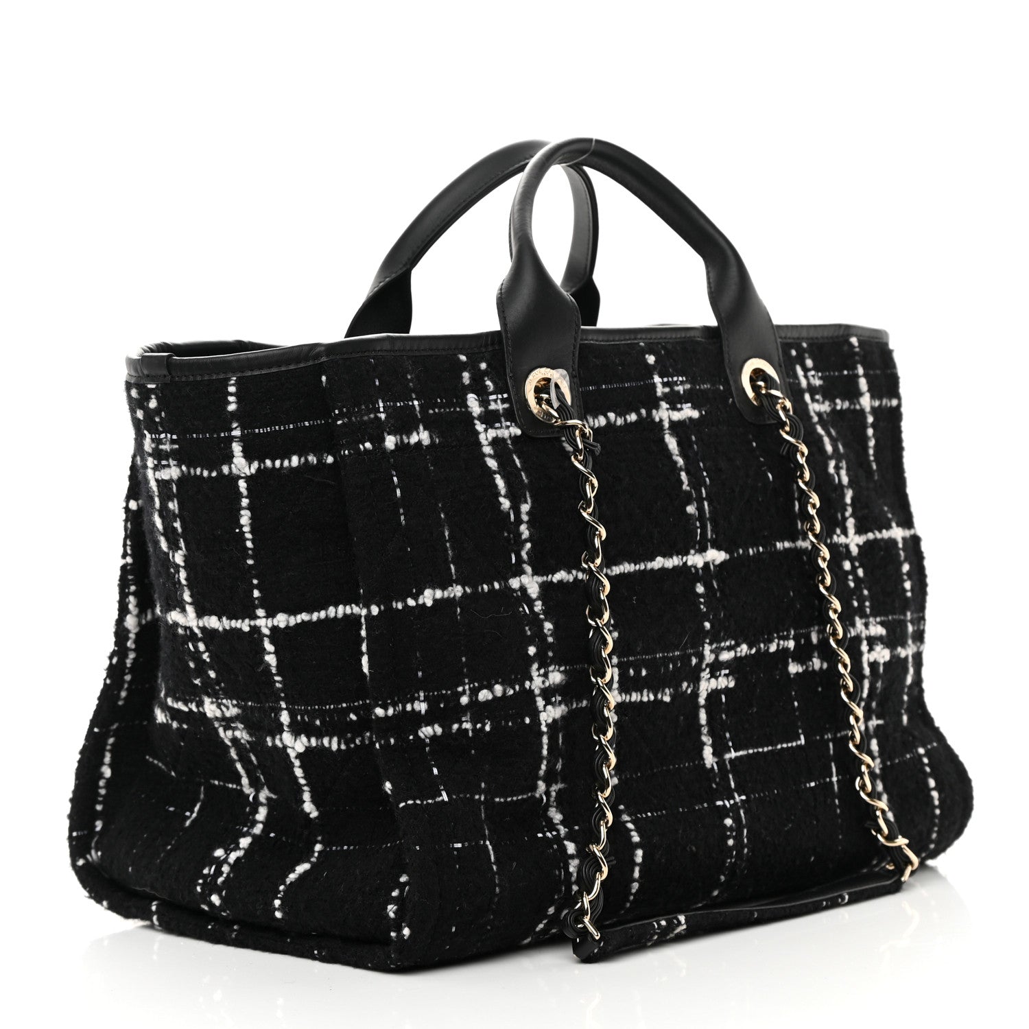 Chanel Tweed Medium Deauville Tote Black White Multicolor 4 of 15