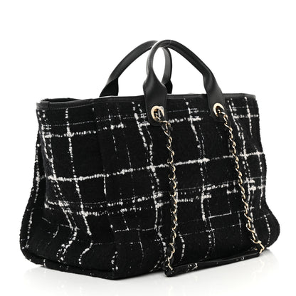 Chanel Tweed Medium Deauville Tote Black White Multicolor 4 of 15