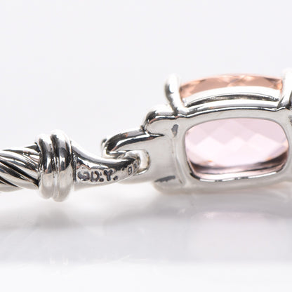 David Yurman Sterling Silver Diamond Morganite 3mm Petite Wheaton Bracelet 5 of 6