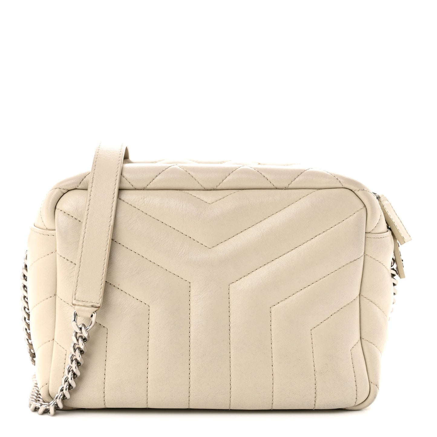 Calfskin Y Quilted Monogram Small Loulou Bowling Bag Ivory