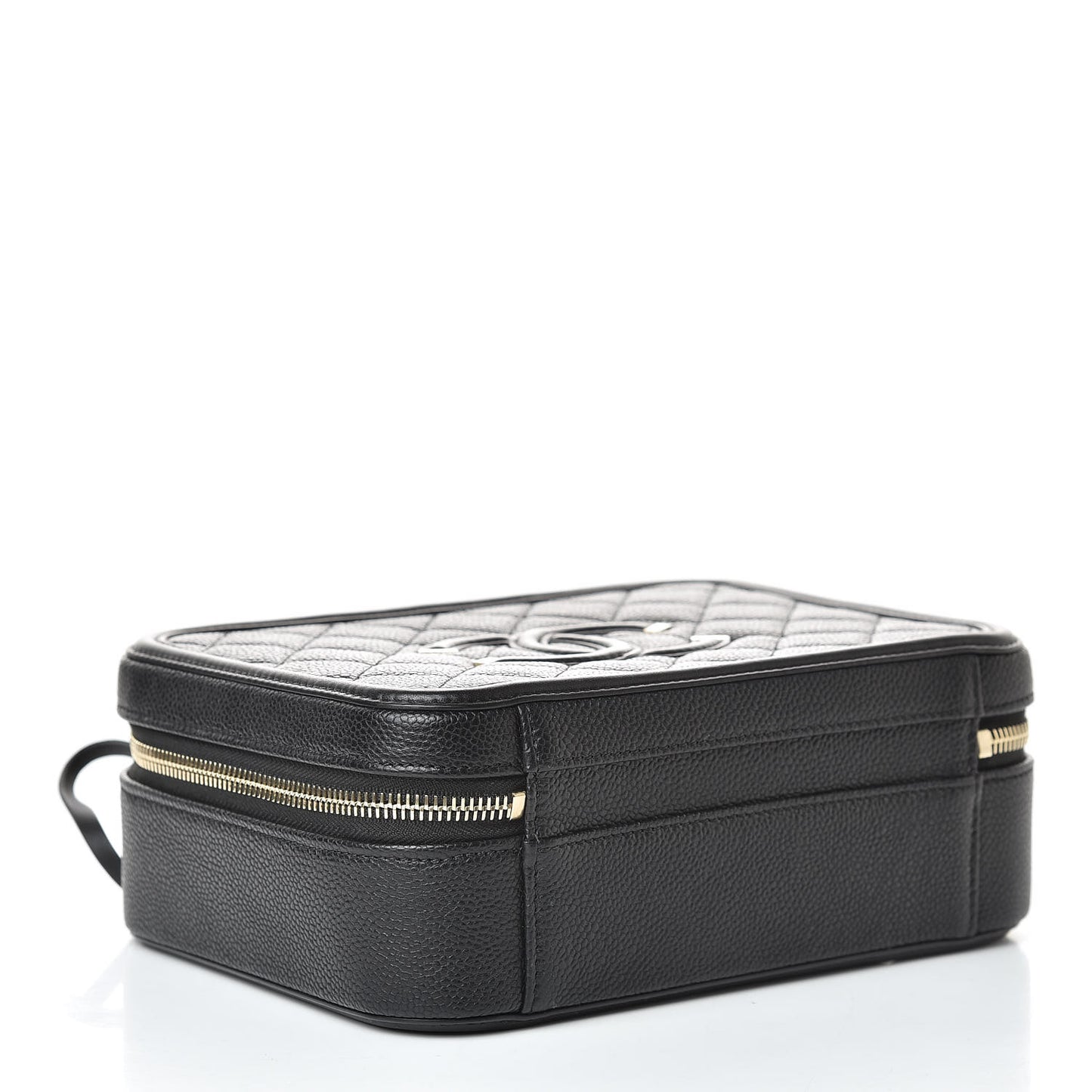 Caviar Quilted Medium CC Filigree Vanity Case Black