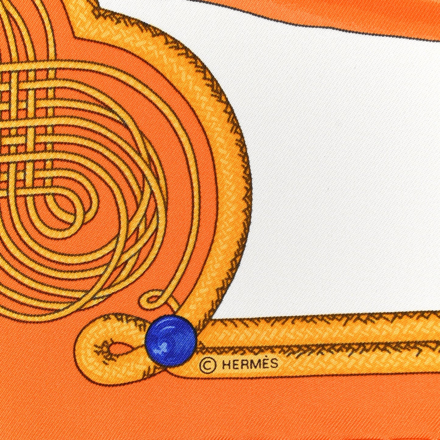 Silk Brandebourgs Pocket Square Orange Blanc Bleu