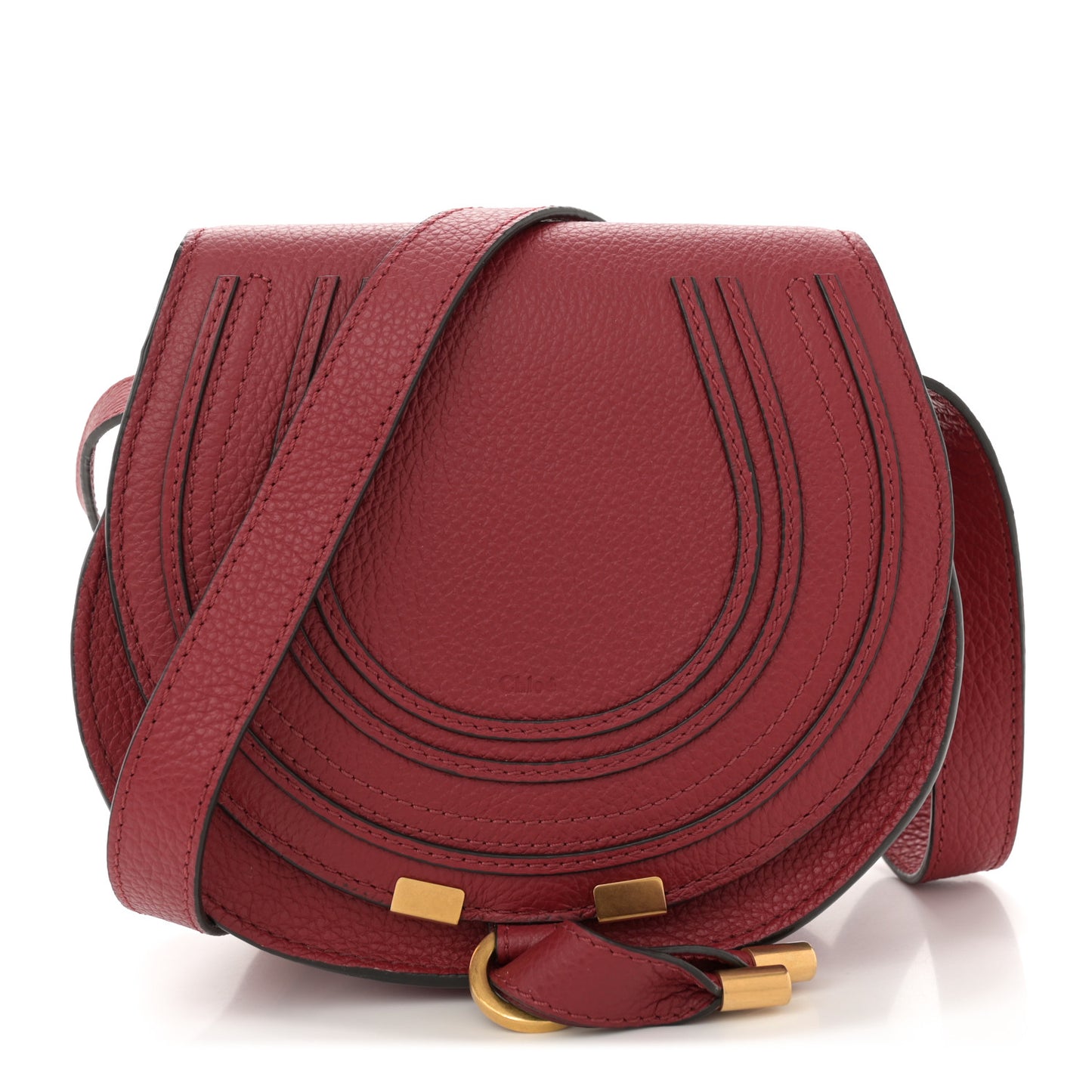 Grained Calfskin Small Marcie Saddle Bag Red