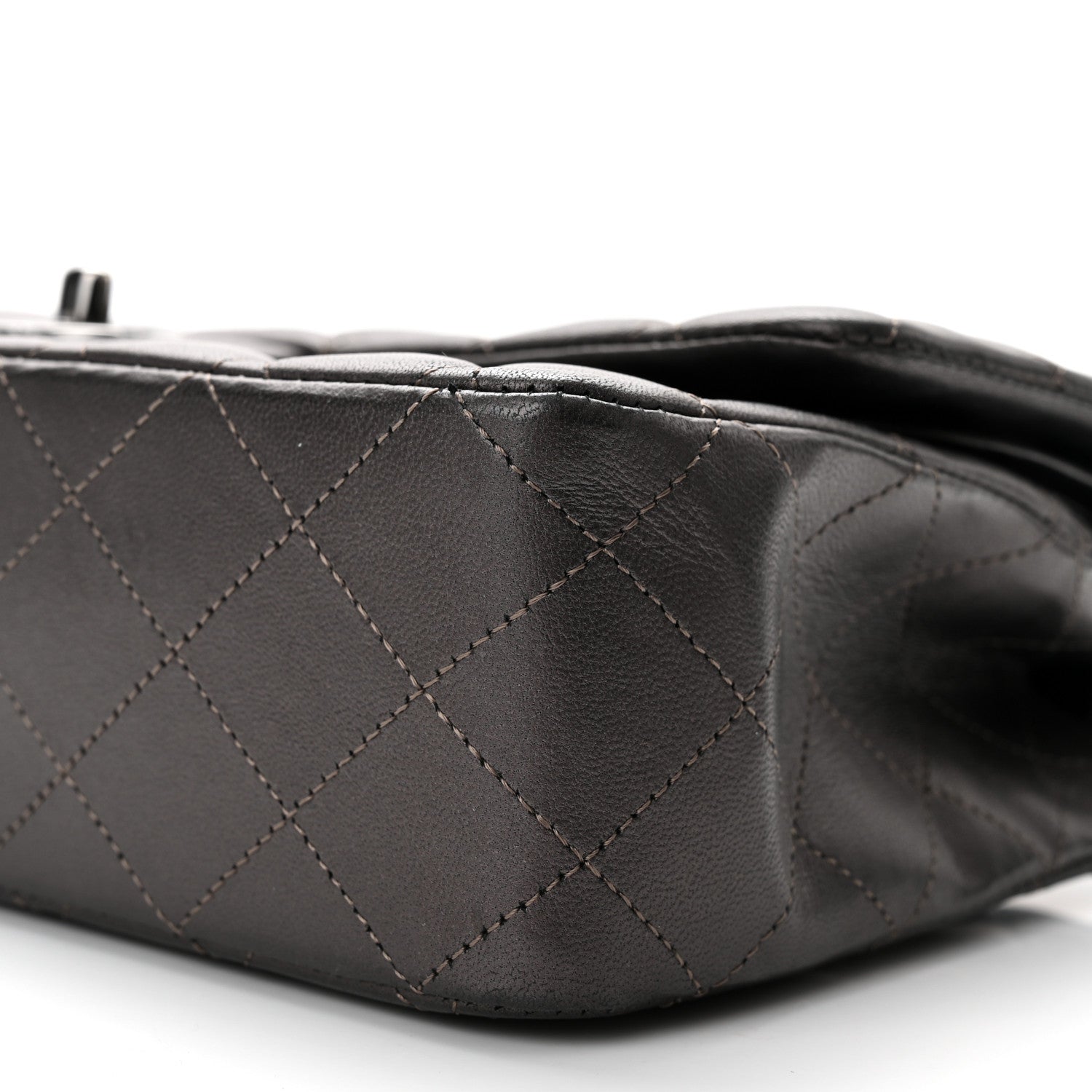 Chanel Metallic Lambskin Quilted Medium Double Flap Pewter 9 of 11