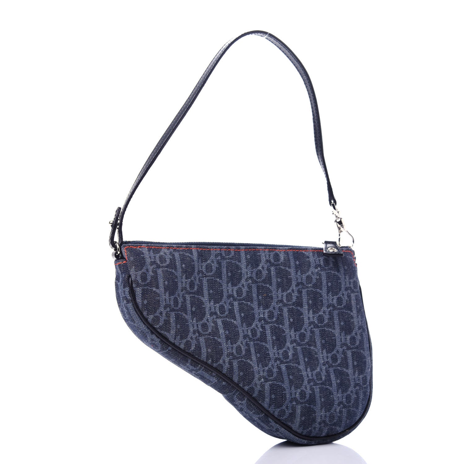 Christian Dior Denim Monogram Mini Saddle Pochette Navy 3 of 10