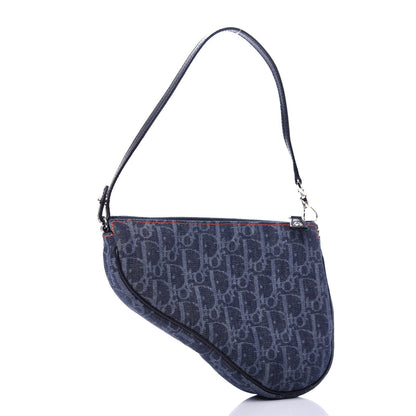 Christian Dior Denim Monogram Mini Saddle Pochette Navy 3 of 10