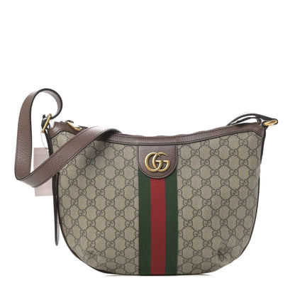 Gucci GG Supreme Monogram Web Small Ophidia Half Moon Hobo Brown 1 of 10