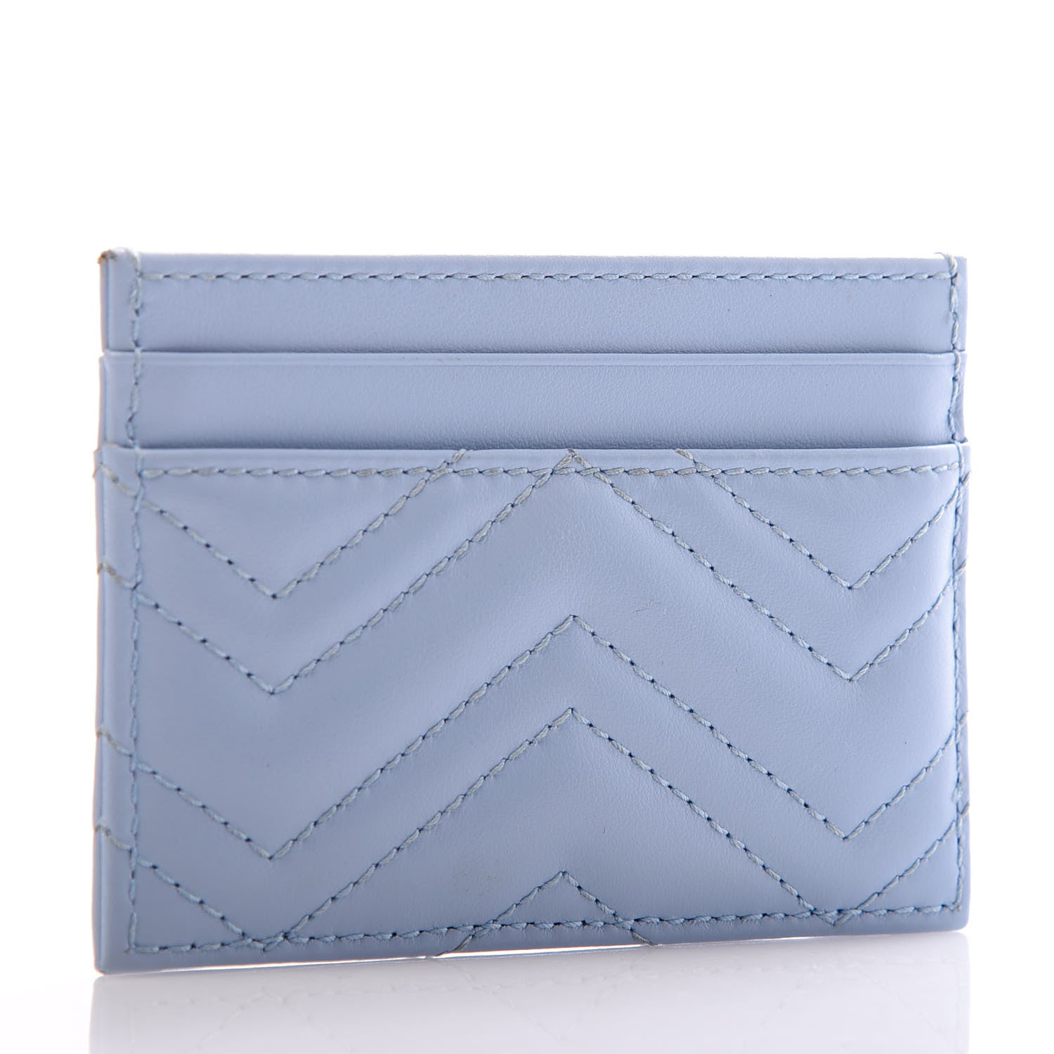 Gucci Calfskin Matelasse GG Marmont Card Holder Porcelain Light Blue 3 of 7