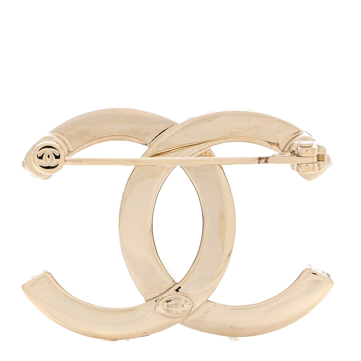 Metal Crystal CC Brooch Light Gold