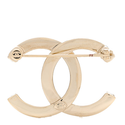 Chanel Metal Crystal CC Brooch Light Gold 3 of 5