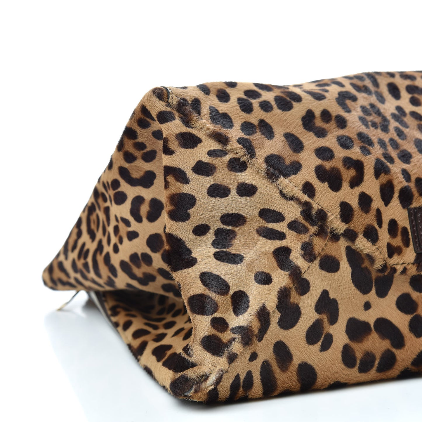 Calf Hair Leopard Print Zip Gusset Cabas