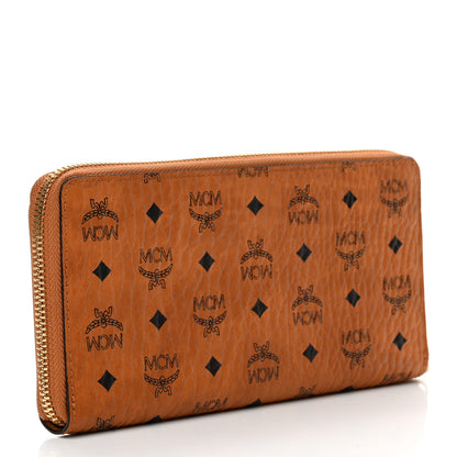 MCM Visetos Large Zip Around Wallet Cognac 3 of 8